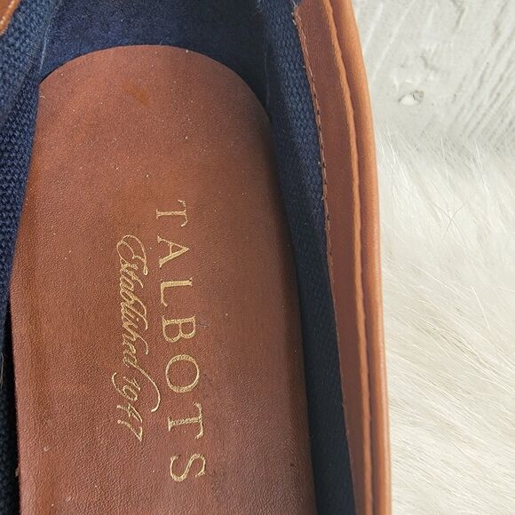 Talbots Ballet Flats Navy/Brown Canvas Leather Buckle Flats Women's Size 8B - Picture 2 of 7